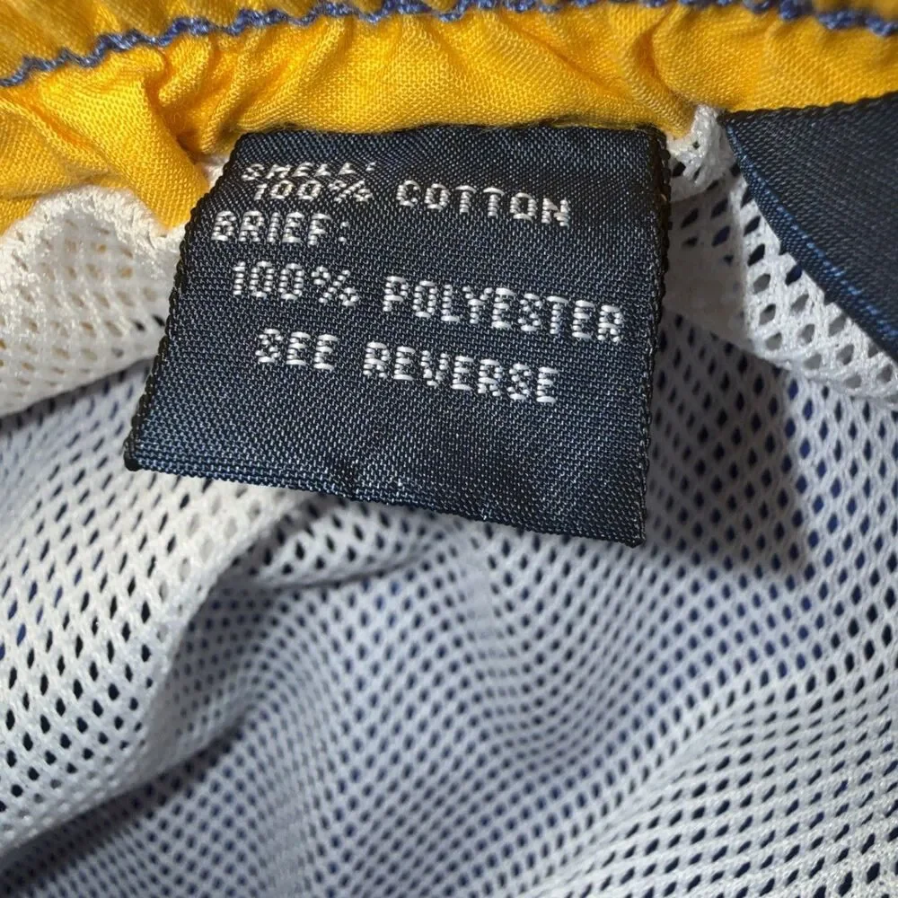 Vintage POLO Ralph Lauren Swim Trunks Men's L Large Blue Yellow Pony Mesh Lined